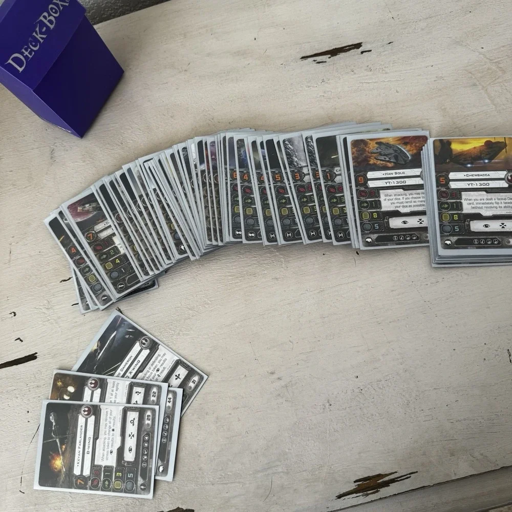 Star Wars X-wing War Game Lot; Case, Bits, Cards, Models, Templates Included